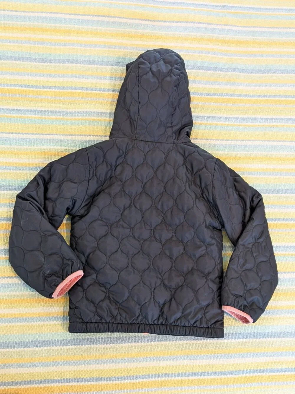 ⭐ Columbia Black quilted coat with fuzzy pink lining size XS 6-6x